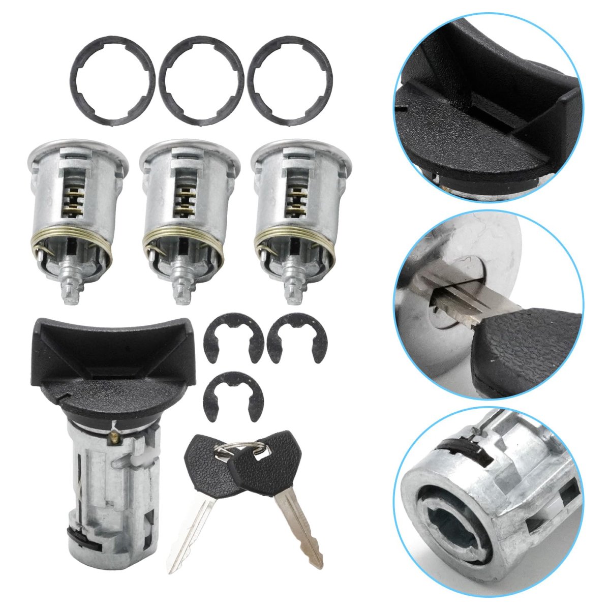 Hoypeyfiy 5161055aa Ignition Switch Lock Cylinder With Door And Keys Fit Replacement For Jeep Wrangler Yj 1990-1995 Cherokee Xj