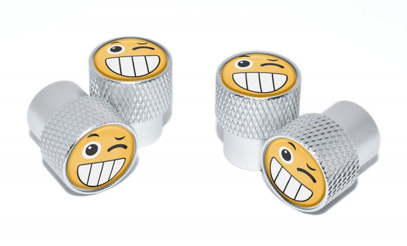 Emoji Valve Stem Caps Wink Matte Knurling