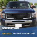L-led Drl Badgeless Vertical Slat Style Front Bumper Hood Grille With Wiring Harnes Compatible Chevy Silverado 1500 2007-2013