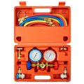 3 Way Ac Diagnostic Manifold Gauge Set For R134a R12 R22 R502 Refrigerants 5ft Hose Tank Adapters Adjustable Couplers And Can