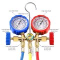 3 Way Ac Diagnostic Manifold Gauge Set For R134a R12 R22 R502 Refrigerants 5ft Hose Tank Adapters Adjustable Couplers And Can