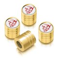Dodge Demon Red Logo In White On Golden Cylinder-style Premium Anodized Aluminum Tire Valve Stem Caps Set Of 4 