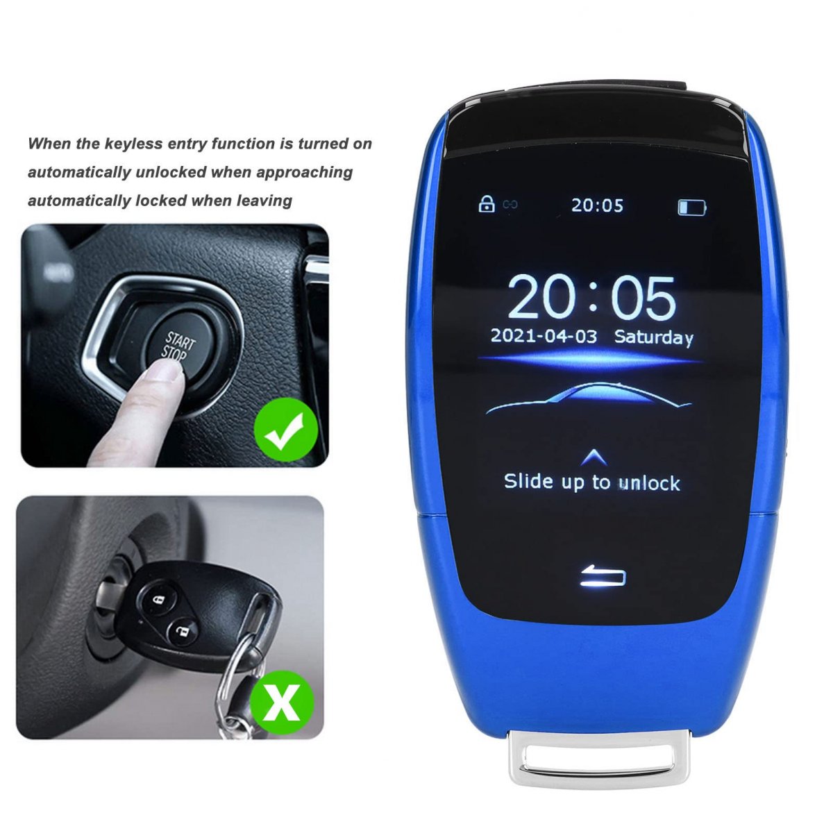 Universal Smart Lcd Key Tk900 Touch Screen Remote Keyless Entry For Start Stop Engine Button Models Blue