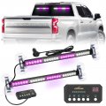 Xridonsen 2x 18 5 Inch Purple White Traffic Advisor Light Bar 48 Led Emergency Warning Flashing Safety Escort Lights Front Rear 