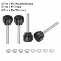 Uxcell 4 Set M4 X 30mm Male Thread Knurled Knobs Thumb Screws With Nuts Washers Clamping Knob Grip 14mm Plastic Head Hand