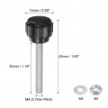 Uxcell 4 Set M4 X 30mm Male Thread Knurled Knobs Thumb Screws With Nuts Washers Clamping Knob Grip 14mm Plastic Head Hand