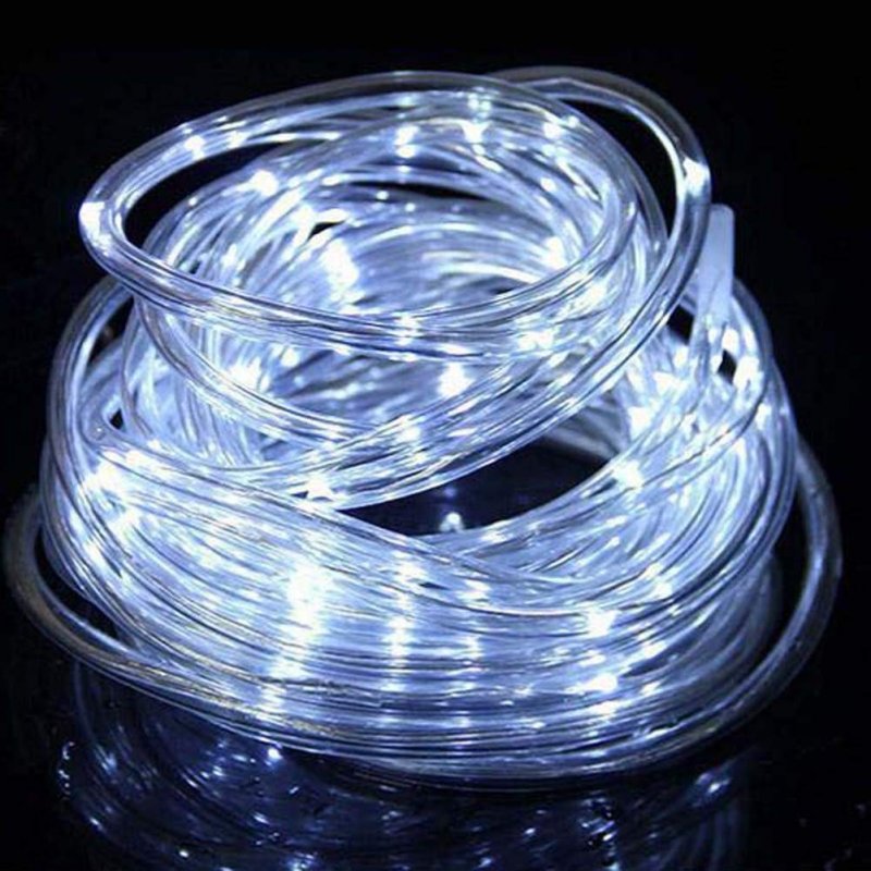 Solar Rope Lights Outdoor 16 5ft 50 Led Waterproof Powered String For Garden Party Wedding And Christmas Decoration White