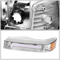 6pcs Chrome Housing Amber Corner Led Tube Drl Headlight Bumper Lamps Compatible With Ford F150 F250 F350 Bronco 92-96