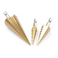 Hex Shank Hss Titanium Coated Step Drill Bits Set 3 Pieces For Woodworking And Metal 4mm 12mm 20mm 32mm Sizes 