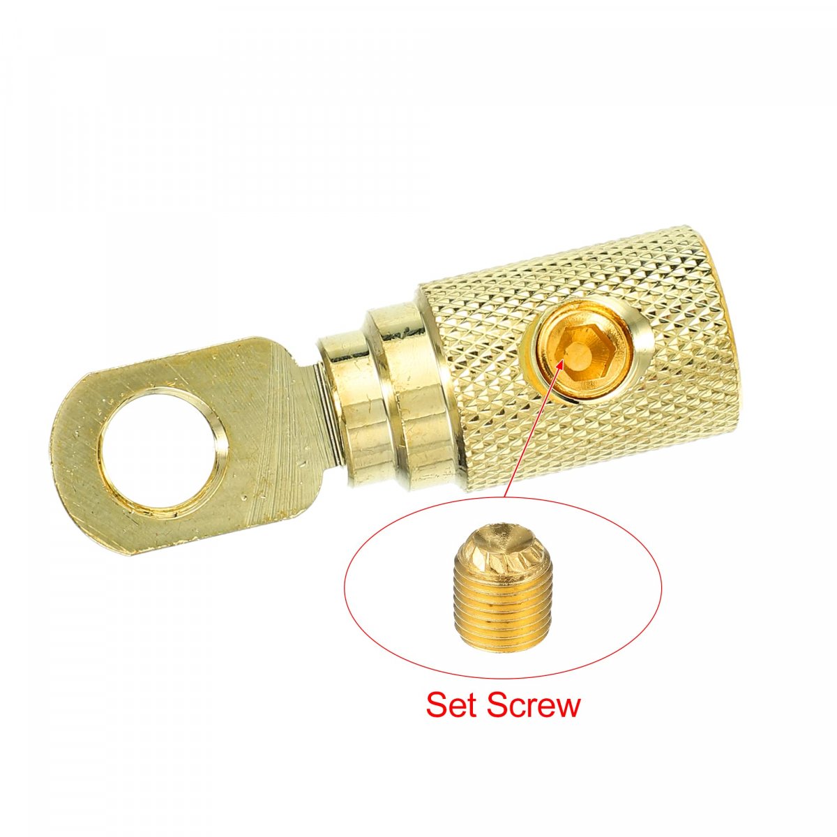 2pcs Amp Input Reducer Copper 4 Gauge Car Stereo Audio Awg Pin Power Ground Wire Gold Tone