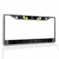 Fastasticdeals Metal Insert License Plate Frame Black Cat With Yellow Eyes Lover Weatherproof Car Accessories Chrome 2 Holes 