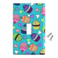 Colorful Cupcakes Pattern Plastic Wall Decor Toggle Light Switch Plate Cover 