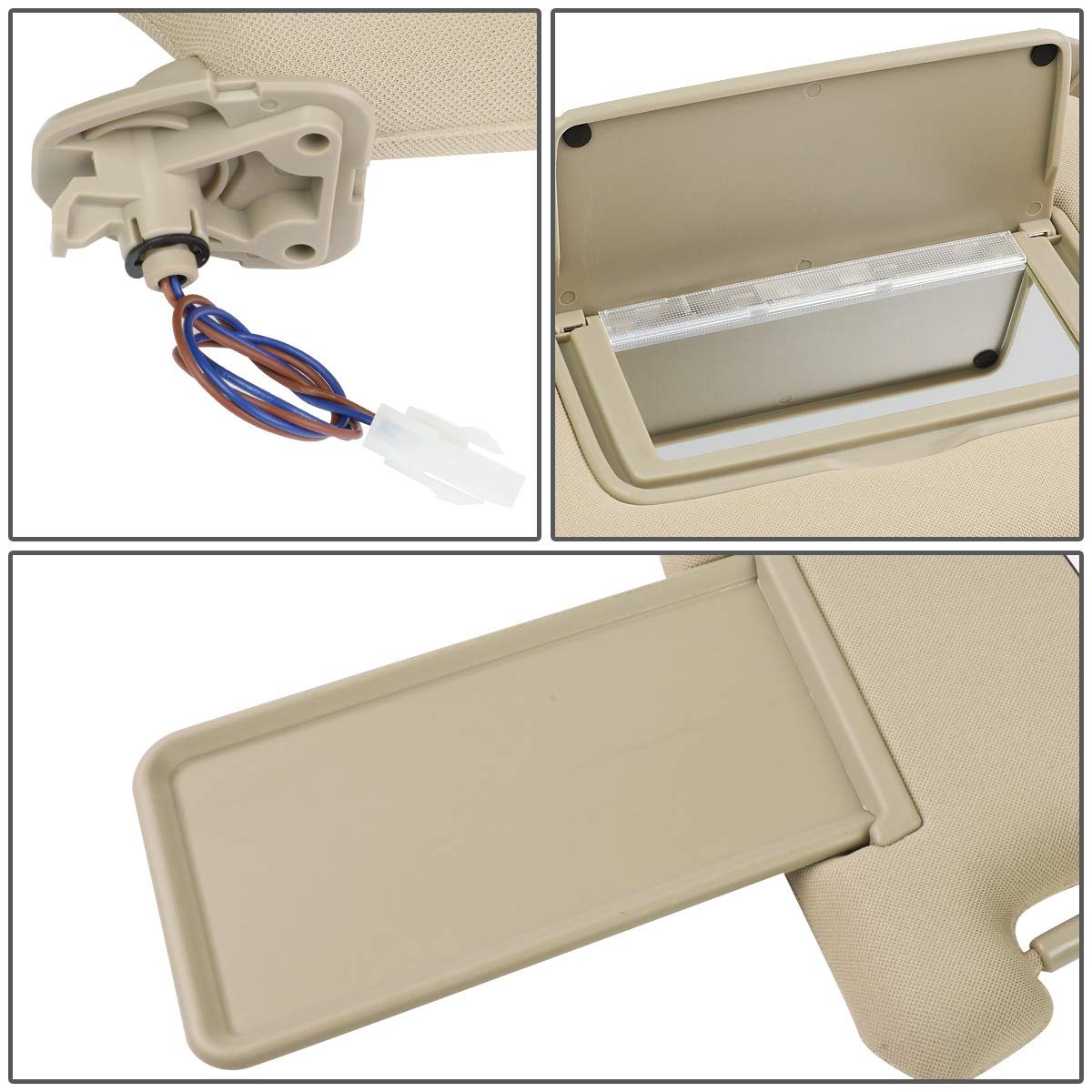 Passenger Right Side Sun Visor With Mirror And Vanity Light For Infiniti Jx35 Qx60 Pathfinder 2013 To 2019 Beige Fits
