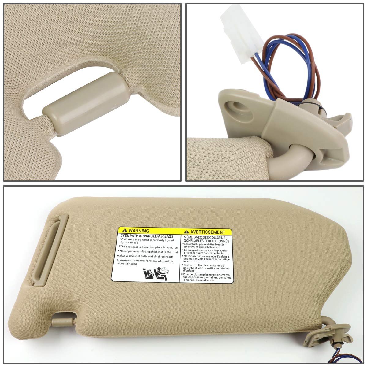 Passenger Right Side Sun Visor With Mirror And Vanity Light For Infiniti Jx35 Qx60 Pathfinder 2013 To 2019 Beige Fits