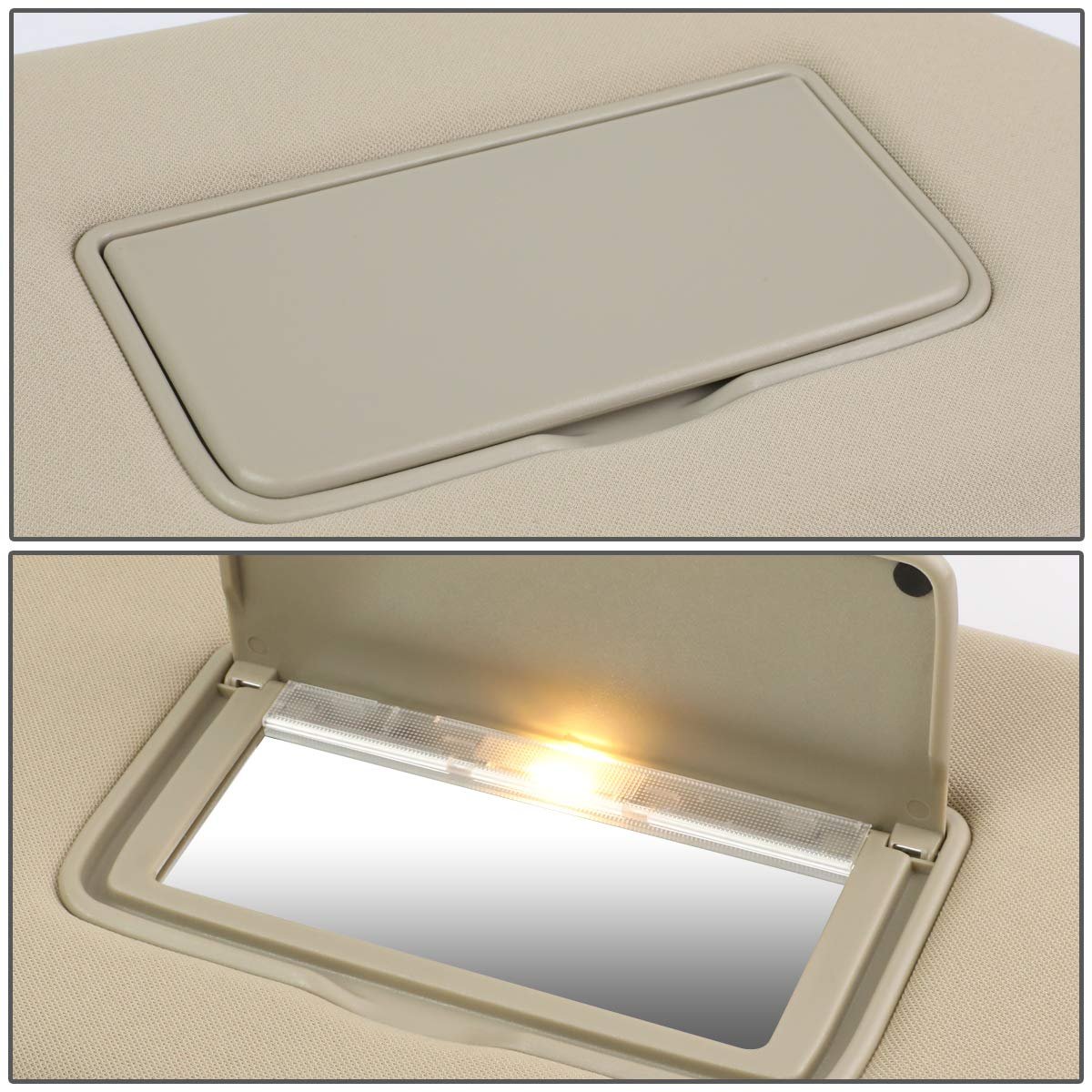 Passenger Right Side Sun Visor With Mirror And Vanity Light For Infiniti Jx35 Qx60 Pathfinder 2013 To 2019 Beige Fits