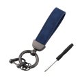 Kewucn Genuine Leather Car Keychain Universal Heavy Duty Metal Auto Key Fob Holder With Anti Lost D-ring For Men Women I 