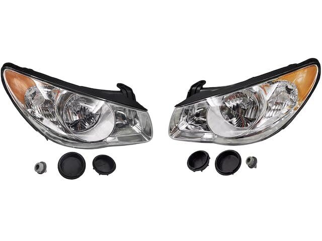 Halogen Headlight Assembly Set Of 2 For 2007-2010 Hyundai Elantra
