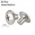 Uxcell Machine Screws M6x8mm Phillips Screw 304 Stainless Steel Fasteners Bolts 30pcs