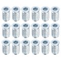 18pcs Threaded Inserts M6-1x20 Zinc Plated Carbon Steel Hex Socket Drive Screw-in Nut For Wood Working Tools And Accessories 