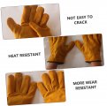 Toddmomy Leather Gauntlet 1 Pair Insulation Gloves Protective Cowhide Welder Safety Suede Wear Resistant
