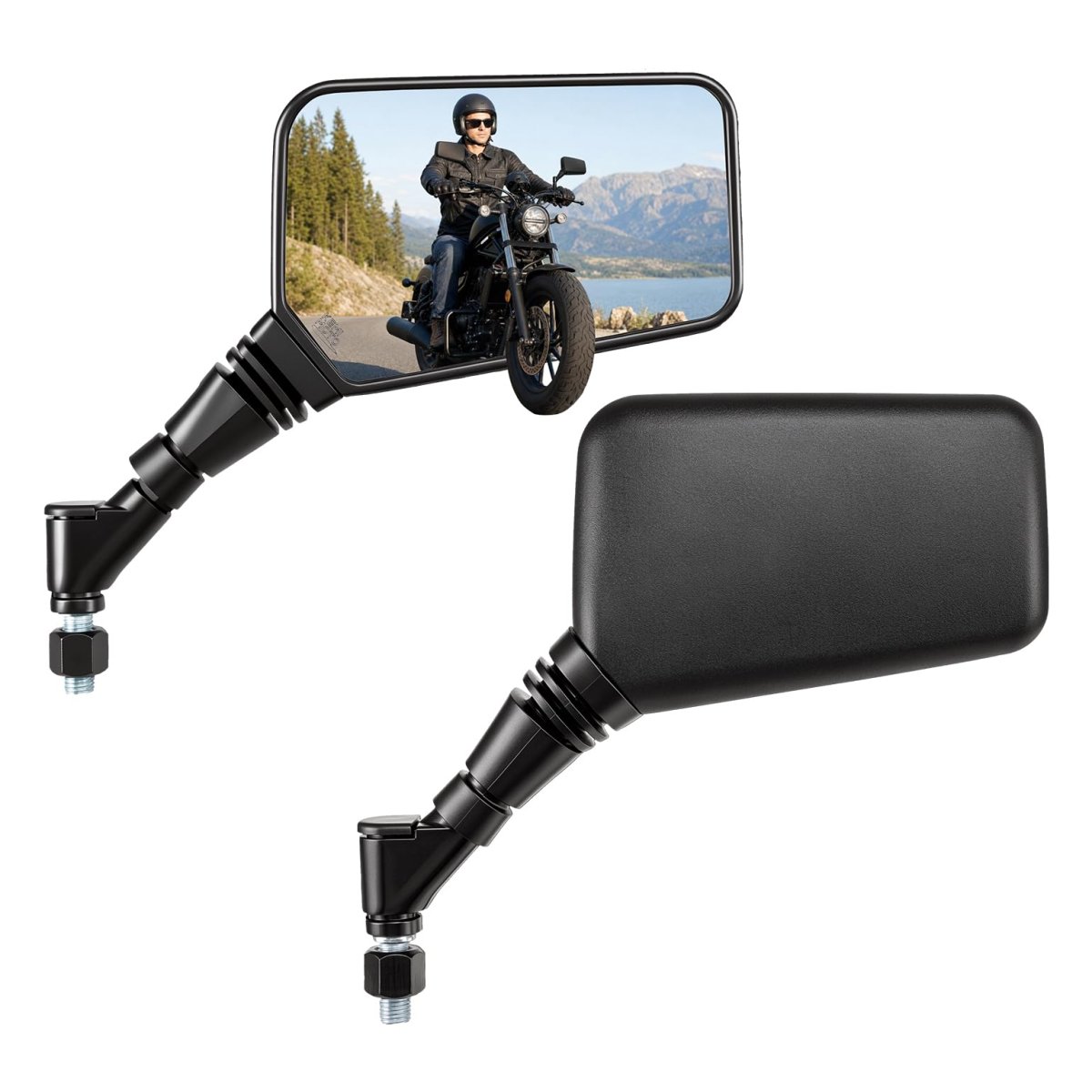 Universal Motorcycle Mirrors 5 6x3 6 In Wide Convex Rearview Mirror With Anti Vibration M10 Mount And 360 Degrees Rotatable