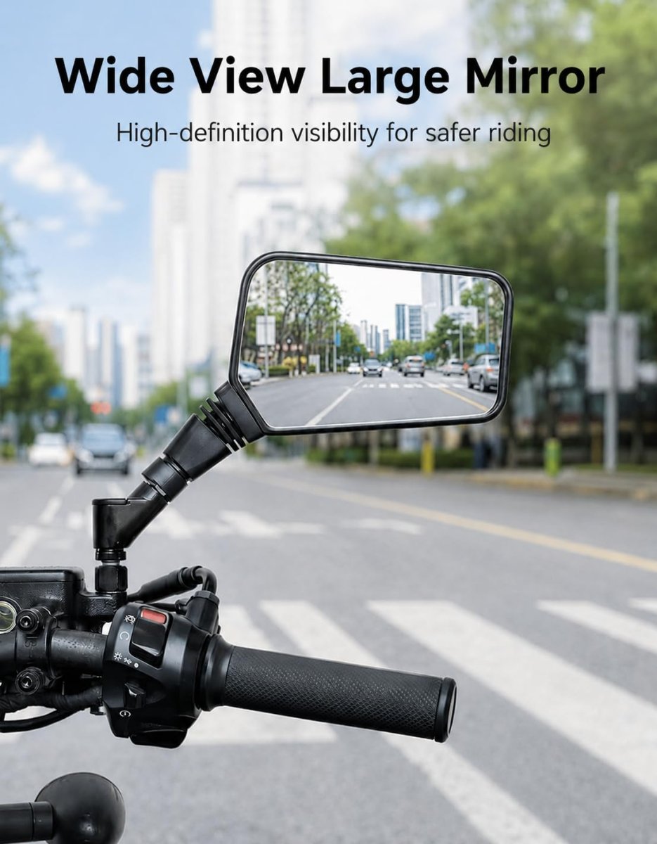 Universal Motorcycle Mirrors 5 6x3 6 In Wide Convex Rearview Mirror With Anti Vibration M10 Mount And 360 Degrees Rotatable