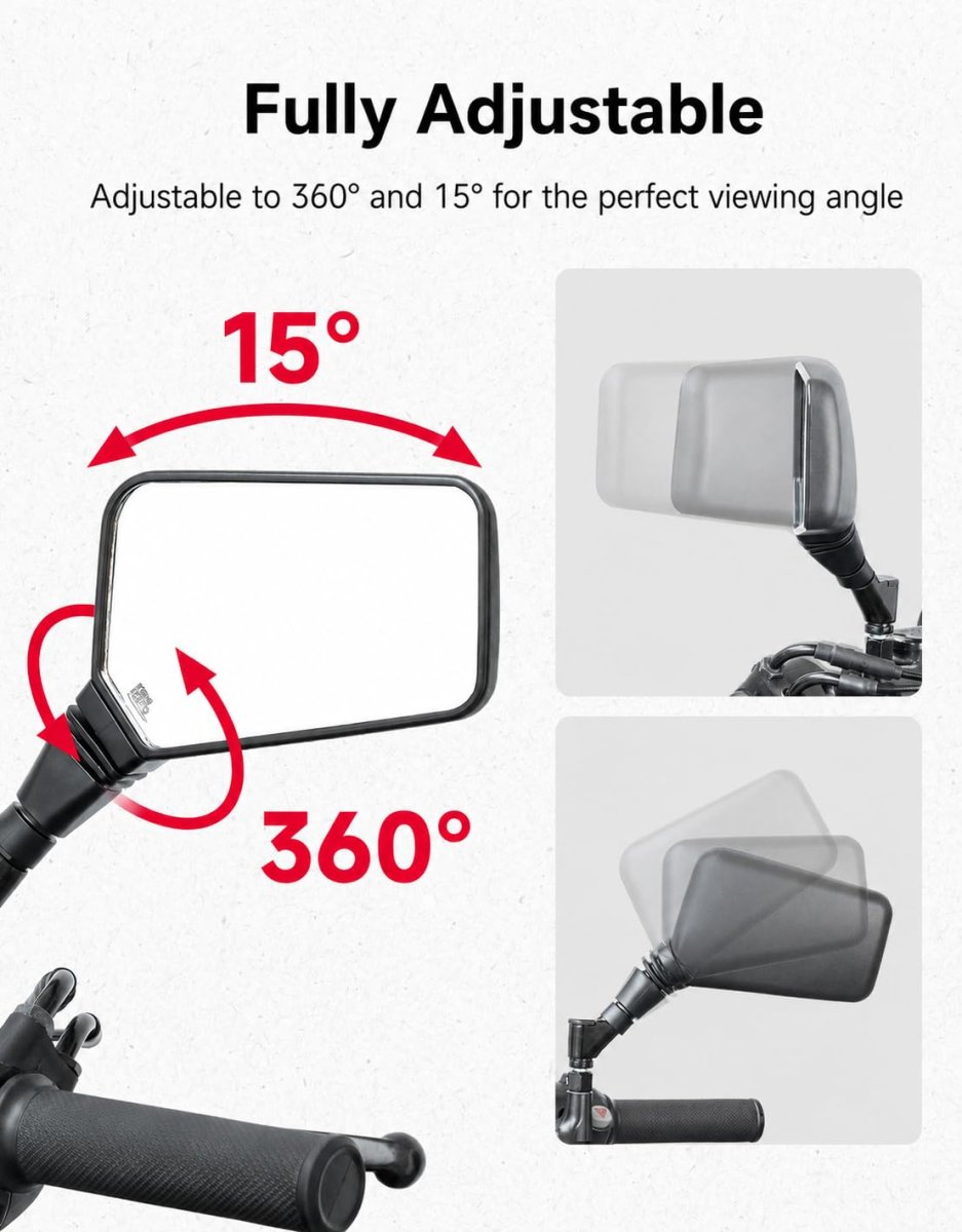 Universal Motorcycle Mirrors 5 6x3 6 In Wide Convex Rearview Mirror With Anti Vibration M10 Mount And 360 Degrees Rotatable