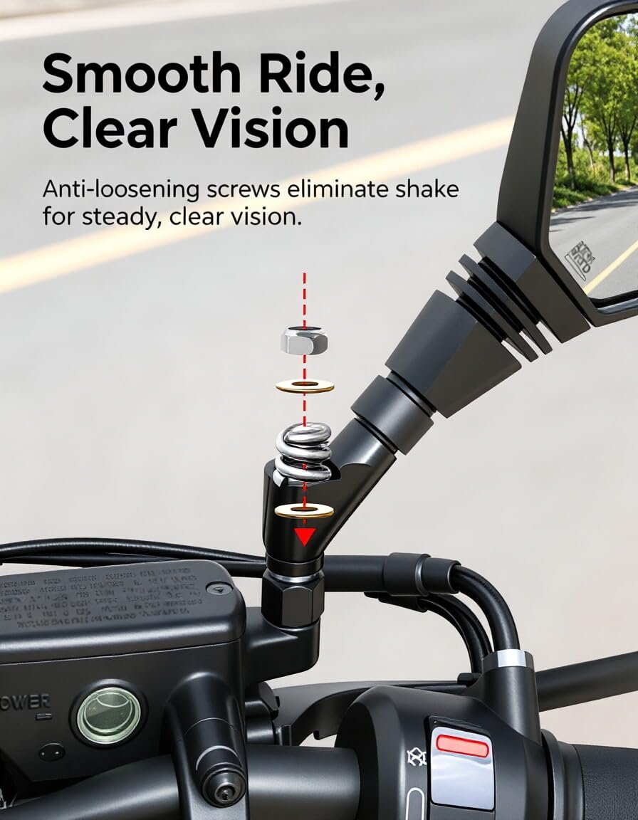 Universal Motorcycle Mirrors 5 6x3 6 In Wide Convex Rearview Mirror With Anti Vibration M10 Mount And 360 Degrees Rotatable