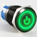 E Support Black 19mm 12v 5a Power Symbol Angel Eye Halo Car Green Led Light Metal Push Button Toggle Switch Socket Plug Wire 