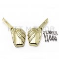 Httmt Mt333- Gold Skull Skeleton Mirrors 8mm 10mm Compatible With H-d Dyna Softail Sportster Touring