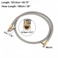 X Autohaux Flexible Stainless Steel 100cm 39 Tire Valve Connect Pipe Air Chuck Inflator Compressor Pump Extension Hose For Car