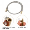 X Autohaux Flexible Stainless Steel 100cm 39 Tire Valve Connect Pipe Air Chuck Inflator Compressor Pump Extension Hose For Car