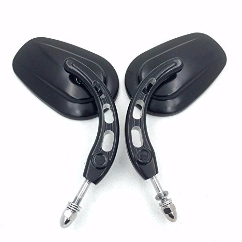 Black Big Side Mirrors With Hollow Out Stem For 1982 Later H D Convex Aluminum Handlebar Mount Pair Left And Right Adjustable