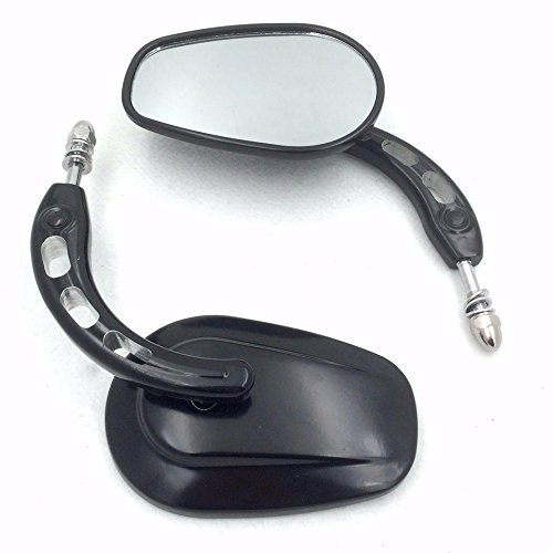 Black Big Side Mirrors With Hollow Out Stem For 1982 Later H D Convex Aluminum Handlebar Mount Pair Left And Right Adjustable