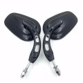 Black Big Side Mirrors With Hollow Out Stem For 1982 Later H D Convex Aluminum Handlebar Mount Pair Left And Right Adjustable