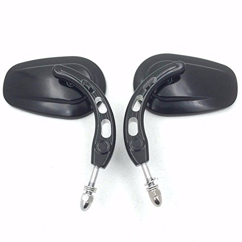 Black Big Side Mirrors With Hollow Out Stem For 1982 Later H D Convex Aluminum Handlebar Mount Pair Left And Right Adjustable