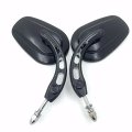 Black Big Side Mirrors With Hollow Out Stem For 1982 Later H D Convex Aluminum Handlebar Mount Pair Left And Right Adjustable