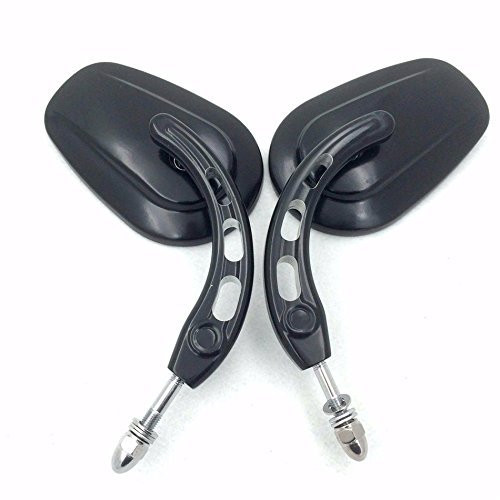 Black Big Side Mirrors With Hollow Out Stem For 1982 Later H D Convex Aluminum Handlebar Mount Pair Left And Right Adjustable