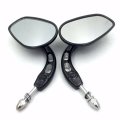 Black Big Side Mirrors With Hollow Out Stem For 1982 Later H D Convex Aluminum Handlebar Mount Pair Left And Right Adjustable