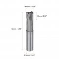Uxcell Square Nose End Mill 16mm Cutting Dia Tungsten Carbide Tip 3 Straight Flutes Milling Cutter With Shank