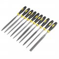 Uxcell 10pcs Smooth Cut Bearing Steel Needle File Set With Rubber Handle 5mm X 180mm