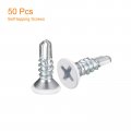Uxcell 8 X 1 2 White Screws Self Drilling 50pcs Flat Head Phillips Sheet Metal Screw Wood To