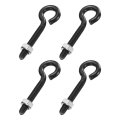4 Pack Eye Bolts M6 X 45mm 304 Stainless Steel Threadedbolt Black Eye Hooks With Nut For Hanging Or Securing Cables 