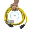 Houseables Generator Cord Electric Extension Wire 4 Prong 30 Amp 125-250v Single Yellow 10 Ft All Rubber Gauge Heavy Duty