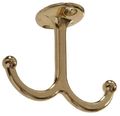 The Hillman Group 852305 Undershelf Coat Hook- Brass Finish 2-pack 