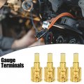 X Autohaux 4pcs Amp Input Reducer Copper 0 Gauge Car Stereo Audio Awg Pin Power Ground Wire Gold Tone
