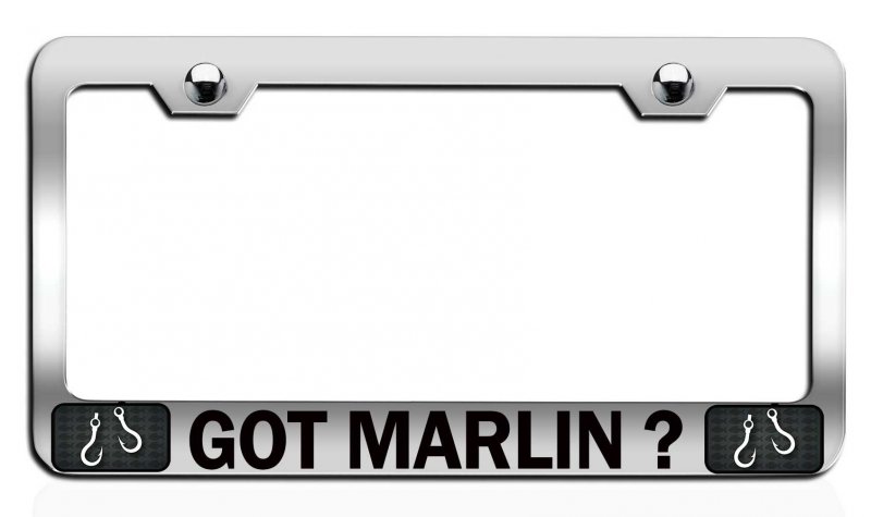 Got Marlin Fishing Chrome Metal License Plate Frame Tag Holder E24