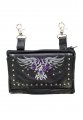 Motorcycle Womens Adjustable Strap Hip Leather Purse Wtith Lobster Claw Different Desings Purple Eagle 