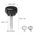 Uxcell 4 Set M6 X 30mm Male Thread Knurled Knobs Thumb Screws With Nuts Washers Clamping Knob Grip 25mm Plastic Head Hand