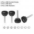 Uxcell 4 Set M6 X 30mm Male Thread Knurled Knobs Thumb Screws With Nuts Washers Clamping Knob Grip 25mm Plastic Head Hand